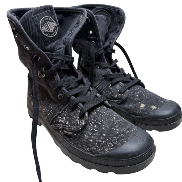 Palladium Pampa Hi Men’s 10 Black Canvas Boots Paint Splatter Combat main image 7